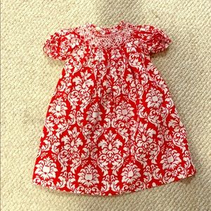 Red print smocked dress 24 month